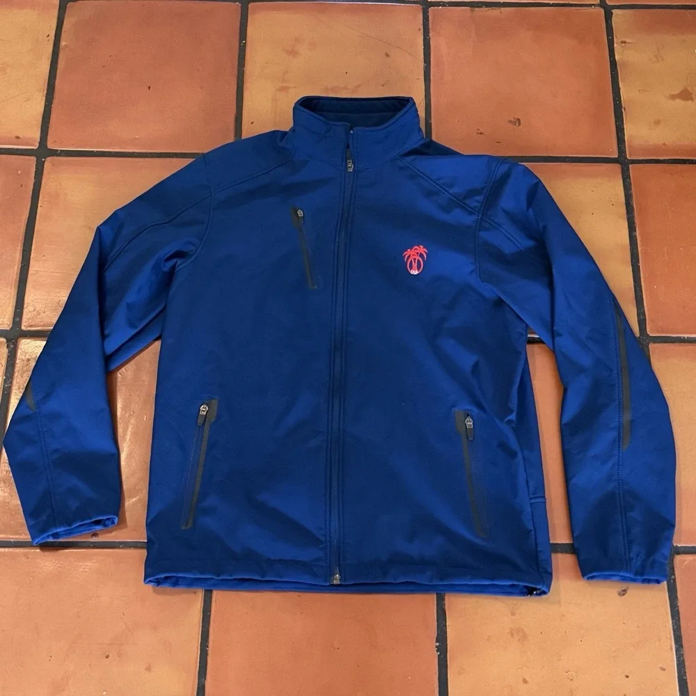 USA Palm Softshell Jacket Navy Red Palm Tree Logo Mens Medium Fleece Lined